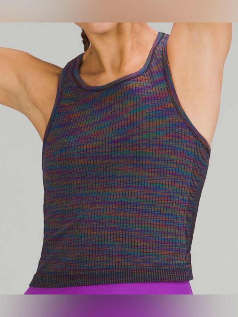 Lululemon Ebb to Street Racerback Multicolor Crop Tank Top Size 12